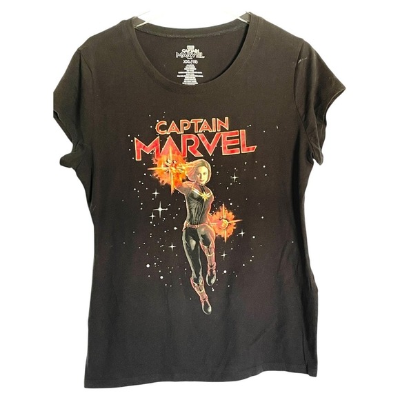 Marvel Captain Marvel Graphic T Shirt Women's‎ XXL Black Cosmic Power Print - Picture 2 of 6